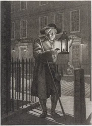 London Watchman with his Lantern by Moonlight